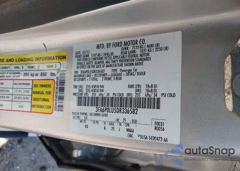 2013 Ford Fusion Hybrid Se from USA, damaged, VIN 3FA6P0LU5DR336582
